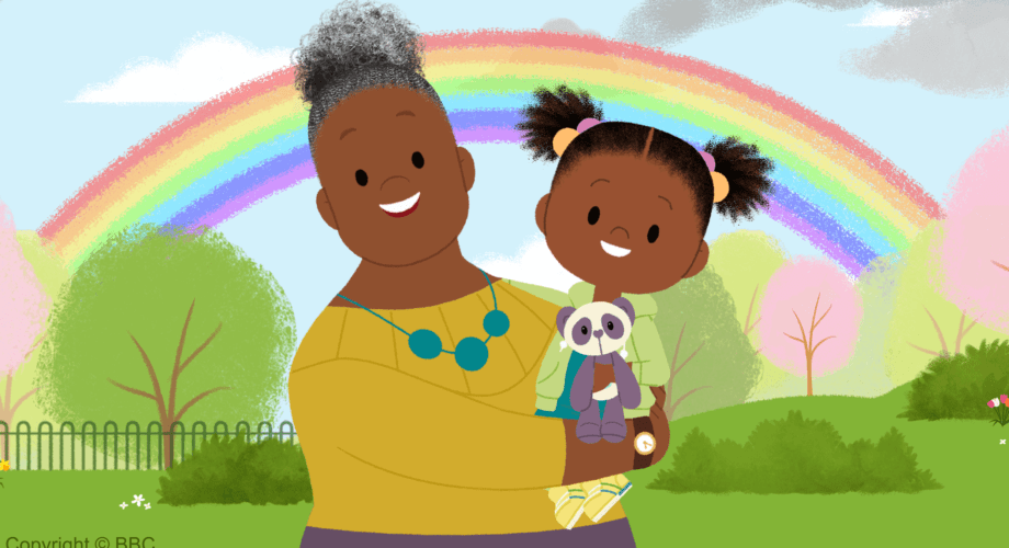Jo Jo and Gran Gran seeing a rainbow